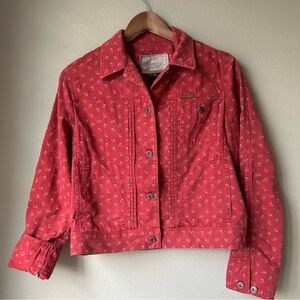 Lauren Ralph Lauren Red Floral Print Denim Jacket Women’s Size M